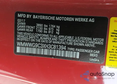 2017 Mini Cooper S z USA, uszkodzony, nr VIN WMWWG9C3XH3C81394